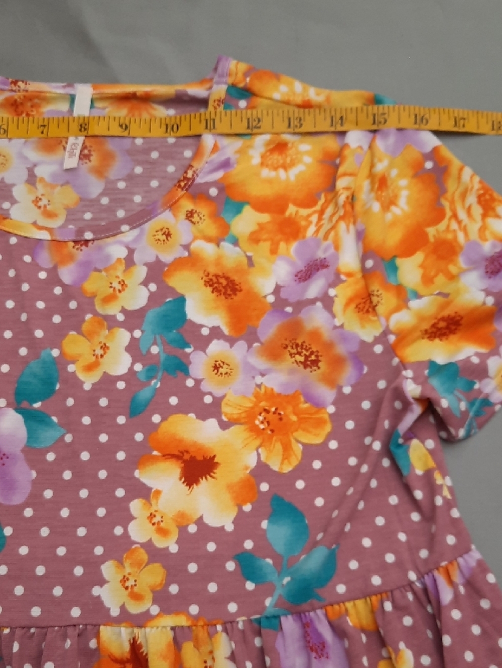 Lime N Chili's Girls' Purple Floral Polka Dot Short Sleeve Top - Size M - Picture 6 of 11
